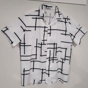 Black and White Mid-century Modern 60s shirt Retro.